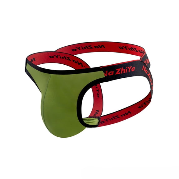 USNSM Mens Thongs Underwear, Jockstrap G-String Briefs Bulge Pouch Nightclubs Expose Buttocks Without T-Shaped Bottoms Green M