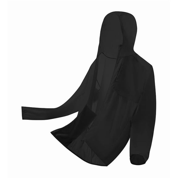 USNSM Mens UPF 50  Sun Protection Light Jacket Full Zip Hoodie Casual Athletic Long Sleeve Shirt for Hiking Fishing Running Black S
