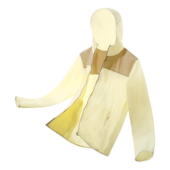 USNSM Mens UPF 50  Sun Protection Light Jacket Full Zip Hoodie Casual Athletic Long Sleeve Shirt for Hiking Fishing Running Yellow M