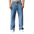 thumbnail image 1 of USNSM Mens Wide Leg Jeans Relaxed Fit Boot Cut Denim Pants Casual Straight Stretch Jean Trendy Work Cowboy Trousers Blue XXL, 1 of 9