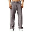 thumbnail image 1 of USNSM Mens Wide Leg Jeans Relaxed Fit Boot Cut Denim Pants Casual Straight Stretch Jean Trendy Work Cowboy Trousers Gray L, 1 of 9