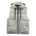 thumbnail image 1 of USNSM Mens Winter Puffer Vest Vintage Casual Hooded Sleeveless Waistcoat Quilted Jacket Pockets Zip Up Padded Coats Outerwear Gray XL, 1 of 4