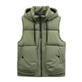 thumbnail image 1 of USNSM Mens Winter Puffer Vest Vintage Casual Hooded Sleeveless Waistcoat Quilted Jacket Pockets Zip Up Padded Coats Outerwear Green XXXL, 1 of 7