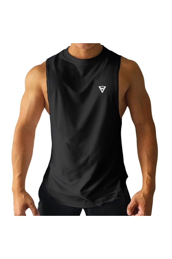 Mens Workout Tank Top Gym Muscle Tee Quick Dry Bodybuilding Sleeveless T Shirts Fitness Athletic Running Tops Black XXL
