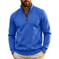 thumbnail image 1 of USNSM Mens Zip Up Sweatshirt No Hood Mock Neck Sweatshirts Men's Fleece Jackets Full Zip Lightweight Jacket with Pockets Blue L, 1 of 8