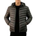 thumbnail image 1 of USNSM Mens Zipper Coat Detachable Hooded Warm Winter Puffer Coat with Pockets Thick Puffer Jacket Versatile Style Daily Wear Parka Gray XL, 1 of 5