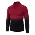 thumbnail image 1 of USNSM Mock Turtleneck Gradient Color Knitting Yarn Sweater for Men Winter Casual Warm Pullover Tops Long Sleeve Jumper Base Shirt Wine 3XL, 1 of 3