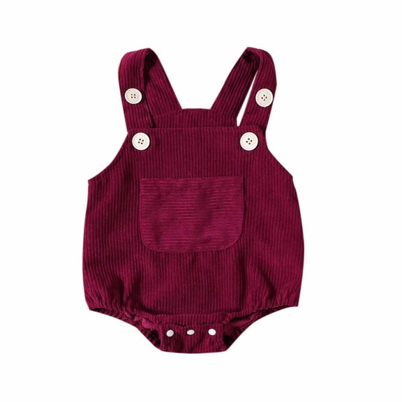 USNSM Newborn Baby Boy Girl Fall Clothes Sleeveless Corduroy Romper Overalls Jumpsuits with Pocket Infant Photoshoot Outfits Wine 3 Months