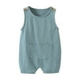 thumbnail image 1 of USNSM Newborn Baby Boys Girls Solid Color Cotton Linen Romper Summer Jumpsuit Sleeveless Soft Comfy Overalls Clothing Set Navy 9 Months, 1 of 3