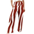 thumbnail image 1 of USNSM Pants for Women High Waisted Elastic Vertical Stripes Print Wide Leg Pants Plus Size Comfy Joggers Sweatpants Red XL, 1 of 4