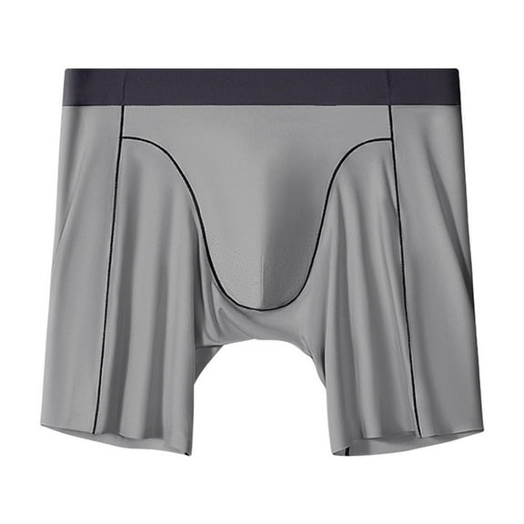 USNSM Plus Size Ice Silk Men's Boxer Briefs, Seamless Moisture Wicking, Quick Dry Soft Breathable Underwear Gray XXXXL