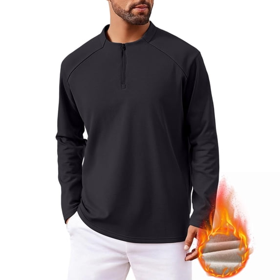 USNSM Quarter Zip Pullover Men 1/4 Zip Golf Jacket Fleece Lined Thick Warm Sweatshirt with Zipper Pockets for Fall Winter Gray XXXXL