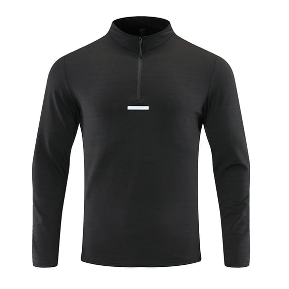 USNSM Quarter Zip Pullover for Men Mock Neck Running Shirt Long Sleeve Elastic Soft Quick Dry Athletic Workout Gym Shirts Black M