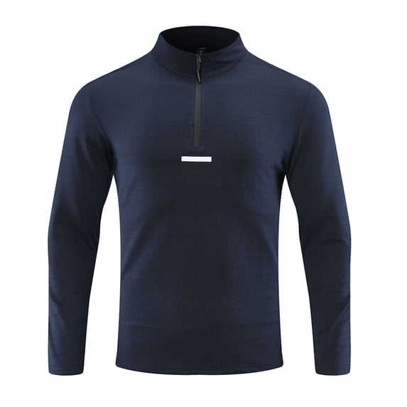 USNSM Quarter Zip Pullover for Men Mock Neck Running Shirt Long Sleeve Elastic Soft Quick Dry Athletic Workout Gym Shirts Blue M