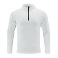 thumbnail image 1 of USNSM Quarter Zip Pullover for Men Mock Neck Running Shirt Long Sleeve Elastic Soft Quick Dry Athletic Workout Gym Shirts White L, 1 of 3