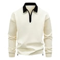 thumbnail image 1 of USNSM Quarter Zip Up Shirt for Men Long Sleeve Collared Pullover Casual Tops Loose Fit Solid Lightweight Shirt Trendy Work Top Beige XXXL, 1 of 6