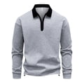 thumbnail image 1 of USNSM Quarter Zip Up Shirt for Men Long Sleeve Collared Pullover Casual Tops Loose Fit Solid Lightweight Shirt Trendy Work Top Gray XXXXL, 1 of 9