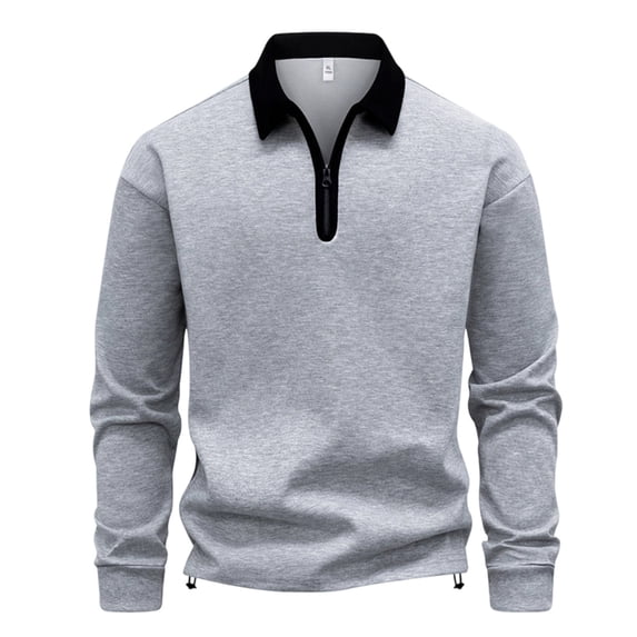 USNSM Quarter Zip Up Shirt for Men Long Sleeve Collared Pullover Casual Tops Loose Fit Solid Lightweight Shirt Trendy Work Top Gray XXXXL