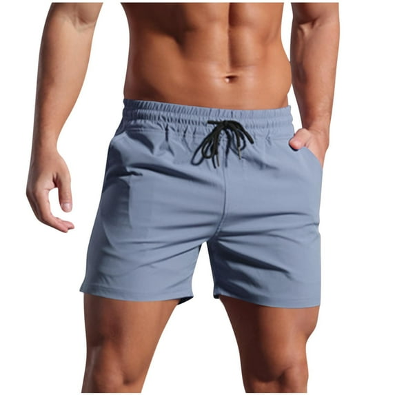 USNSM Running Gym Shorts for Men 5 Inch Quick Dry Athletic Workout Shorts with Zipper Pockets, Elastic Waist Blue L