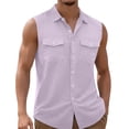thumbnail image 1 of USNSM (S-5XL) Big and Tall Sleeveless Button Down Shirts for Men Summer Casual Beach Vacation Collared Tank Tops Basic Vest Shirts with Pockets Red XXXL, 1 of 7