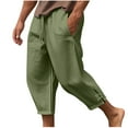thumbnail image 1 of USNSM (S-5XL) Big and Tall Men's Casual Linen Cotton Harem Pants Loose Lightweight Capri Slacks Elastic Waist Hippie Beach Yoga Pants Green XXXL, 1 of 5