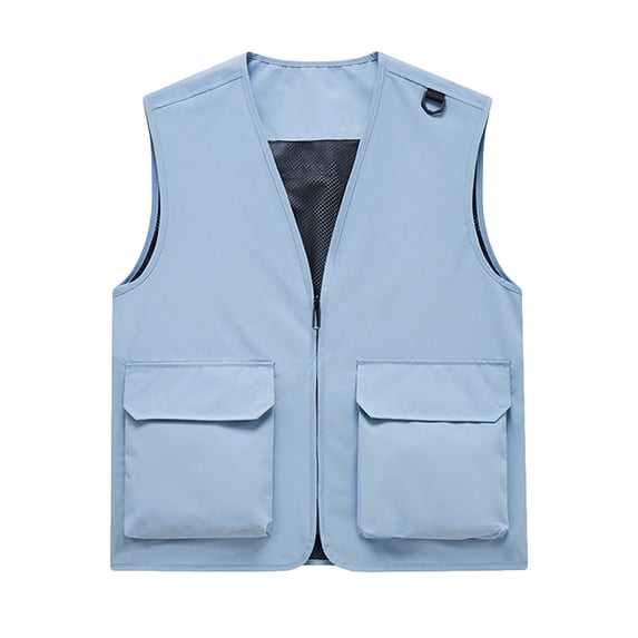 USNSM (S-5XL) Big and Tall Men's Quick Dry Vest Lightweight Thin Outdoor Travel Sleeveless Pockets Jackets Cargo Vest Blue M