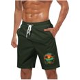 thumbnail image 1 of USNSM (S-5XL) Big and Tall Men's Summer Casual Short with Pocket Hawaiian Print Elastic Waist Drawstring Beach Shorts Green XXXXXL, 1 of 5