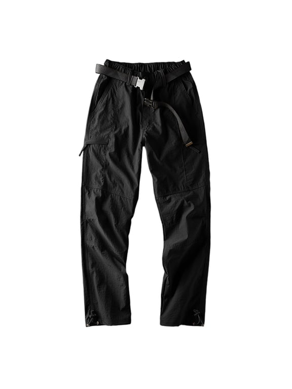 (S-5XL) Big and Tall Mens Hiking Quick Dry Lightweight Waterproof Fishing Pants Outdoor Travel Climbing Stretch Pants Black S