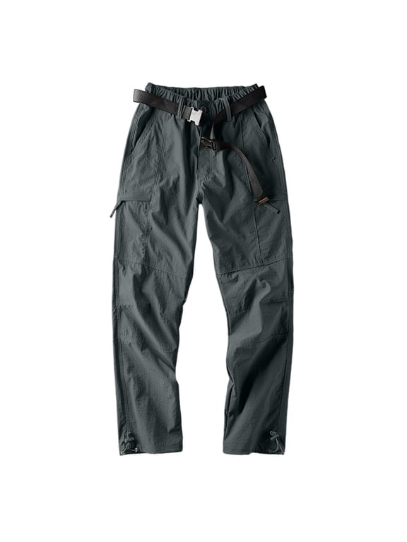 (S-5XL) Big and Tall Mens Hiking Quick Dry Lightweight Waterproof Fishing Pants Outdoor Travel Climbing Stretch Pants Gray XL