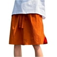 thumbnail image 1 of USNSM (S-5XL) Big and Tall Mens Linen Shorts Flat Front Casual Elastic Waist Drawstring Summer Beach Vacation Shorts with Pocket Orange S, 1 of 7