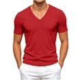 thumbnail image 1 of USNSM (S-5XL) Big and Tall Mens Mesh Short Sleeve Pullover T-Shirt Casual Solid Sports Slim Fit V Neck Muscle Tee Shirts Red M, 1 of 9
