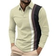 thumbnail image 1 of USNSM (S-5XL) Big and Tall Mens Shirts Long Sleeve Color Block T Shirt Fall Lightweight Casual Button Lapel Shirts Beige XXXL, 1 of 5