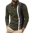 thumbnail image 1 of USNSM (S-5XL) Big and Tall Mens Shirts Long Sleeve Color Block T Shirt Fall Lightweight Casual Button Lapel Shirts Green XL, 1 of 5