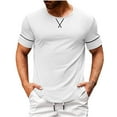 thumbnail image 1 of USNSM (S-5XL) Big and Tall Mens Short Sleeve T-Shirts Crewneck Casual Cotton Workout Basic Tees Slim Fit Stretch Summer Shirt White M, 1 of 5