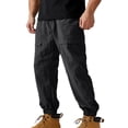 thumbnail image 1 of USNSM (S-5XL) Mens Jogger Cargo Pants Elastic Drawstring Waist Baggy Sweatpants Lightweight Plus Size Pants with Pocket Black L, 1 of 9