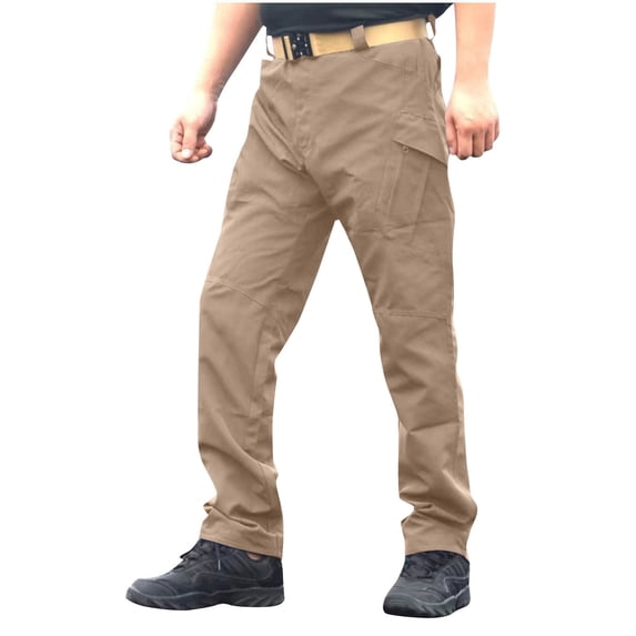 USNSM (S-5XL) Plus Size Mens Work Pants Abrasion-Resistant Cargo Pants for Men Ripstop Waterproof Lightweight Outdoor Hiking with Pockets Yellow M