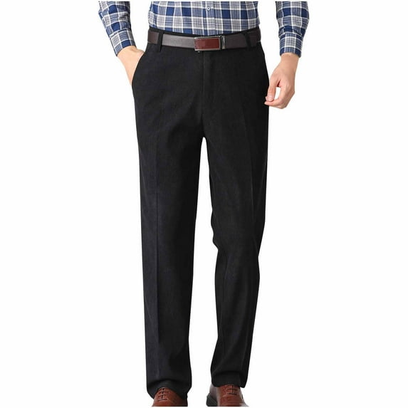 USNSM (S-6XL) Big and Tall Men's Business Suit Pants Slim Fit Flex Flat Front Pant Work Office Formal Trouser Straight-Legs Pants Black L 34