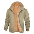 thumbnail image 1 of USNSM Sherpa Hoodie Men Sherpa Lined Full Zip Fleece Hooded Sweatshirt Thick Thermal Outdoor Coats with Zipper Pockets Beige XXXL, 1 of 9