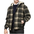 thumbnail image 1 of USNSM Sherpa Lined Jackets for Men Winter Plaid Graphic Zip Up Hoodie Fleece Fashion Warm Long Sleeved Hooded Coats with Pockets Brown XXL, 1 of 8