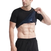 USNSM Shirt for Men Short Sleeve Mens Workout Gym Clothes Body Shaper Compression Vest Exercise Top Blue M