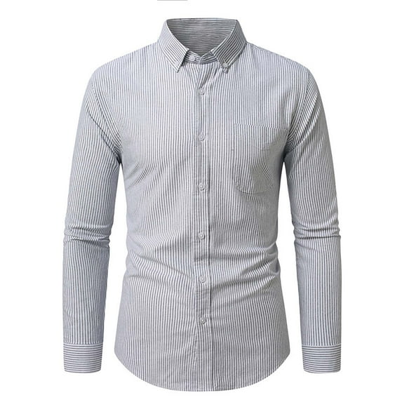 USNSM Shirts for Men Long Sleeve Classic Fit Business Formal Dress Shirts Casual Button Down Shirts with Front Pocket Gray XXXL