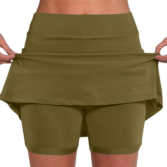 USNSM Skorts for Women with Pockets High Waisted Athletic Shorts Tennis Golf Yoga Skirts Shorts Lightweight Workout Skorts Army Green L