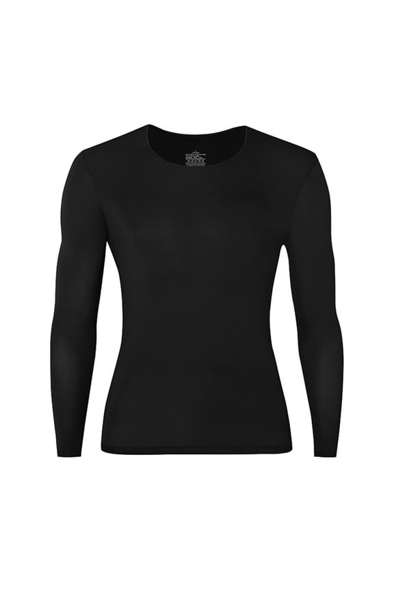 Solid Color Thermal Compression Shirts for Men Long Sleeve Running Undershirt Base Layer for Winter Cold Weather Black XL