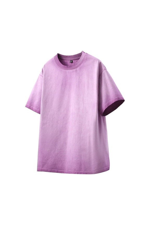 Summer Men's Casual T Shirt Loose Cotton Short Sleeve T-Shirt Oversized Basic Gradient Streetwears Top Tees Purple S