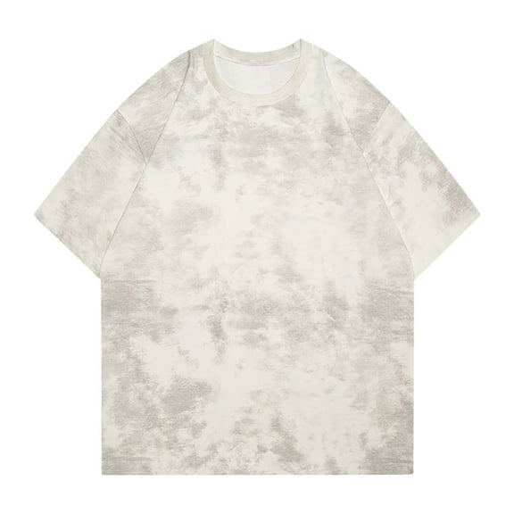 USNSM Summer Men's Casual T Shirt Loose Cotton Short Sleeve T-Shirt Oversized Basic Solid Color Streetwears Top Tees Beige S