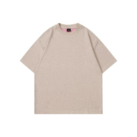 USNSM Summer Men's Casual T Shirt Loose Cotton Short Sleeve T-Shirt Oversized Basic Solid Color Streetwears Top Tees Pink M