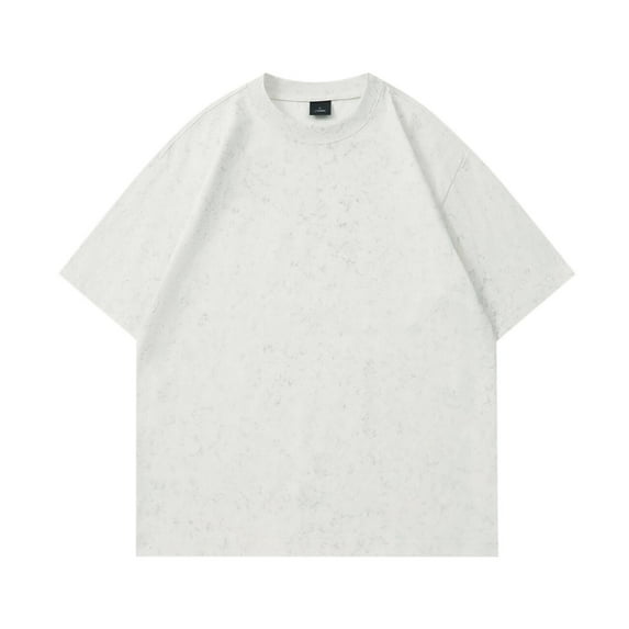 USNSM Summer Men's Casual T Shirt Loose Cotton Short Sleeve T-Shirt Oversized Basic Solid Color Streetwears Top Tees White M