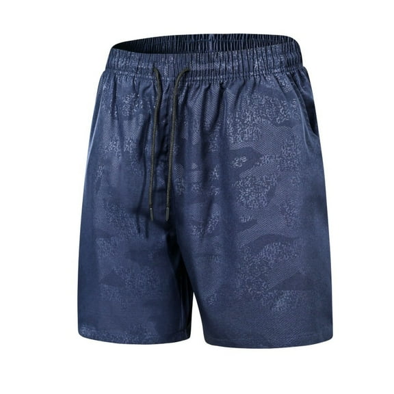 USNSM Summer Men's Ice Silk Shorts Sports Casual Loose Pants Sports Five Pants Breathable Quick Dry Lightweight Shorts Blue S