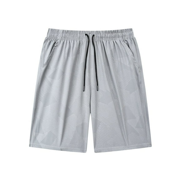 USNSM Summer Men's Ice Silk Shorts Sports Casual Loose Pants Sports Five Pants Breathable Quick Dry Lightweight Shorts Gray S