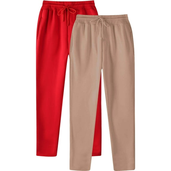 USNSM Sweat Pants for Men's 2 Pack Casual Men's Joggers with Pocket Drawstring Elastic Waist Loose Fit Outdoor Casual Athletic Pants Watermelon Red XL